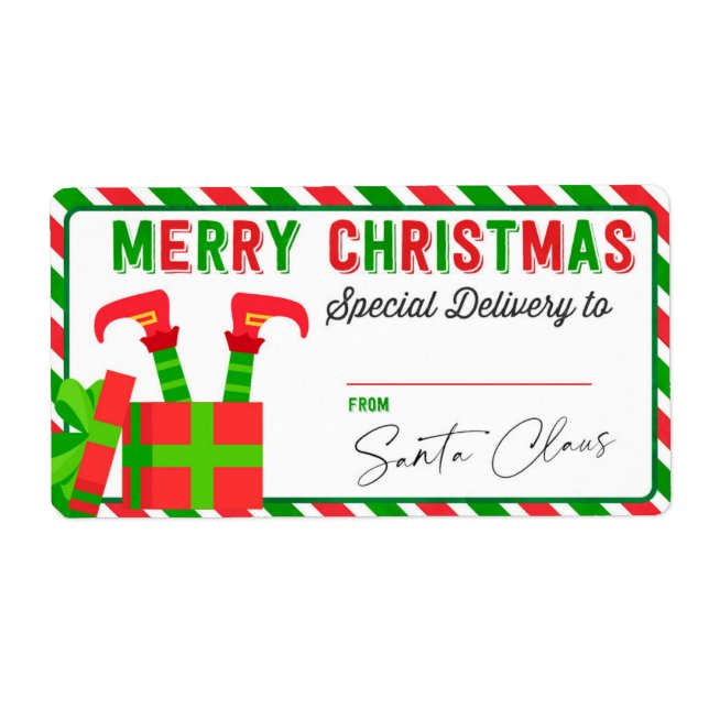 Christmas Elf From Santa Gift Sticker (Front)