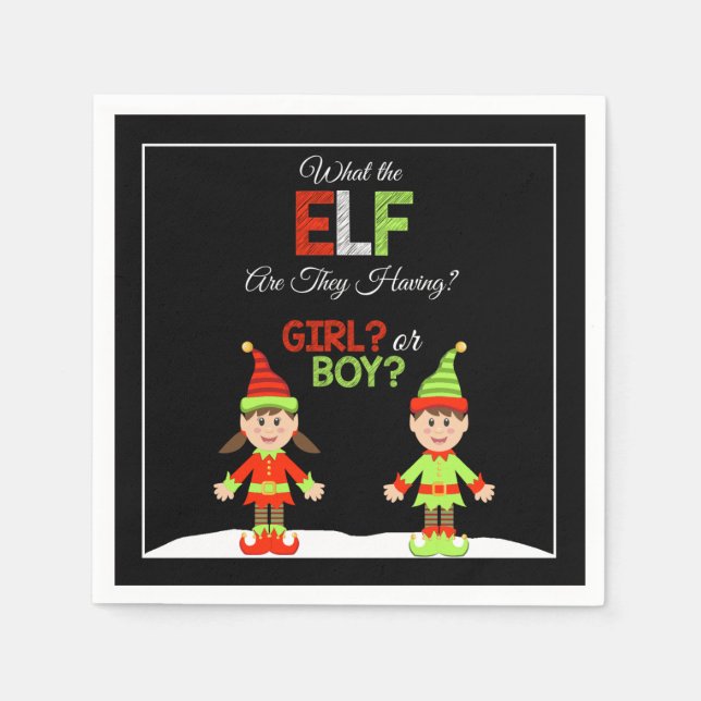 Christmas Elf Gender Reveal Napkins (Front)