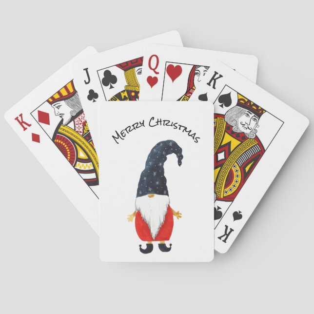 Christmas Elf, Gnome with Blue Hat Playing Cards (Back)