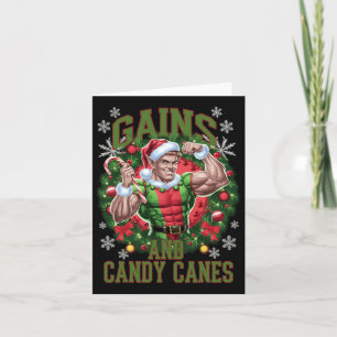 Christmas Elf Gym Workout Gains And Candy Canes 1  Card