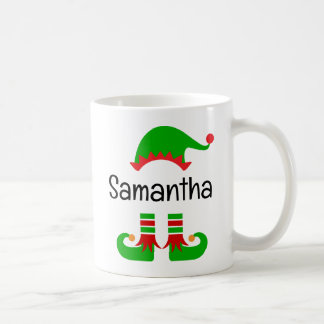 Christmas Elf Hat and Boots Personalizable Name  Coffee Mug