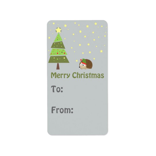 Christmas Elf Hedgehog Gift tag (Front)
