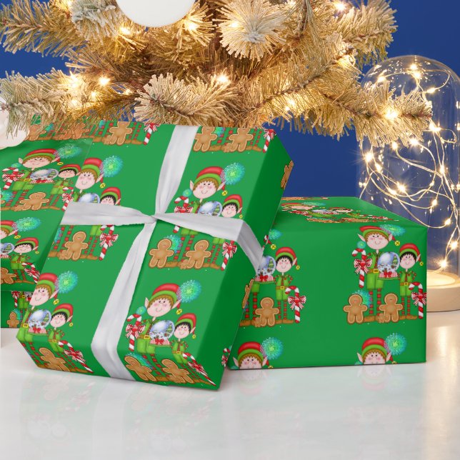 Christmas Elf Holiday wrapping paper (Holidays)