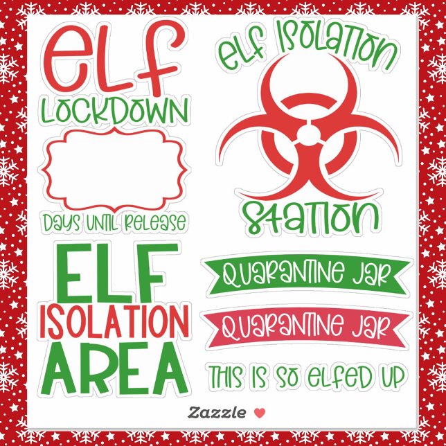 Christmas Elf Isolation DIY Jar Stickers Red Green (Creator Uploaded)