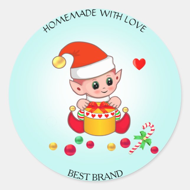 Christmas Elf Jar Label Homemade (Front)