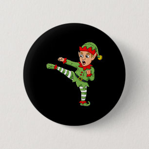 Christmas Elf Karate Funny Boys Girl Kids Family P 2 Inch Round Button