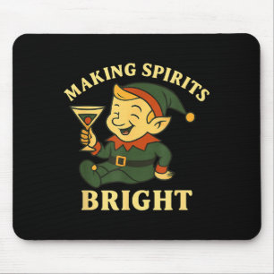 Christmas Elf Martini Funny Alcohol Saying Srits B Mouse Pad