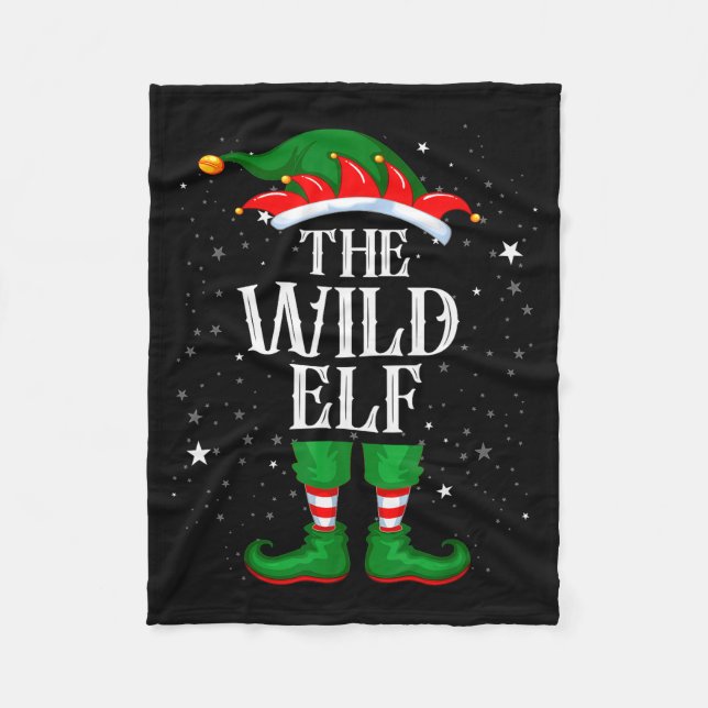 Christmas Elf Matching Family Group Funny Wild Elf Fleece Blanket (Front)