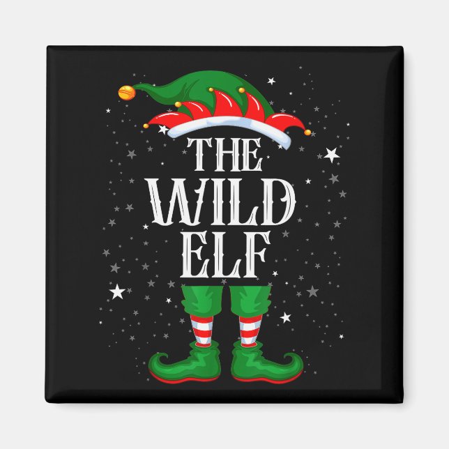 Christmas Elf Matching Family Group Funny Wild Elf Magnet (Front)