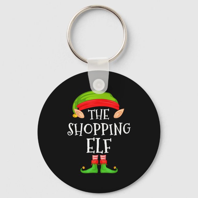 Christmas Elf Matching Family Pajama, The Shopng E Keychain (Front)