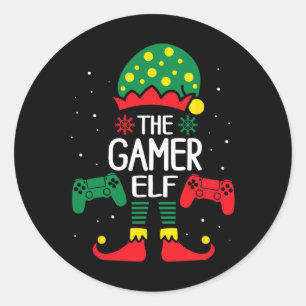 Christmas Elf Matching Gamer Family Gaming Boys Ki Classic Round Sticker