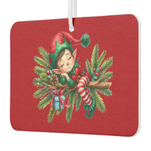 Christmas Elf On A Pine Branch Air Freshener