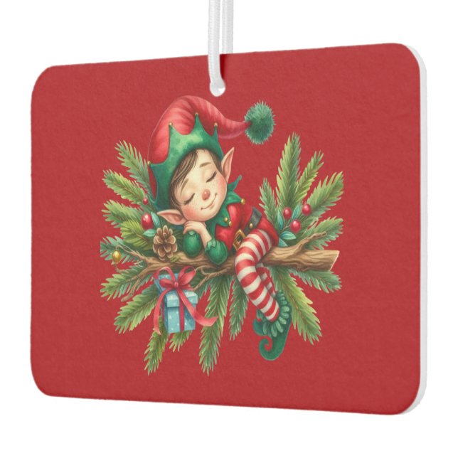 Christmas Elf On  A Pine Branch  Air Freshener (Left)