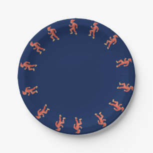 Christmas elf on blue background - Christmas eve Paper Plate