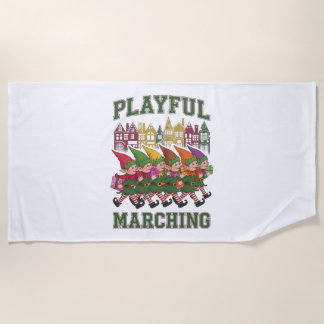 Christmas Elf Parade Beach Towel