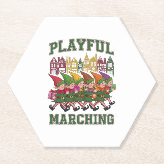 Christmas Elf Parade Paper Coaster