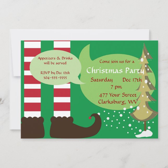 Christmas Elf Party Invitation (Front)