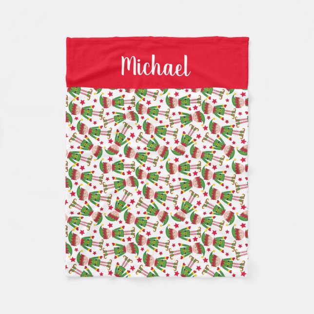 Christmas Elf Personalized  Fleece Blanket (Front)