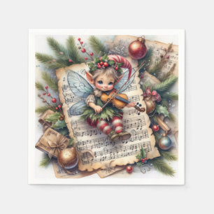 Christmas Elf Playing a Violin Napkin