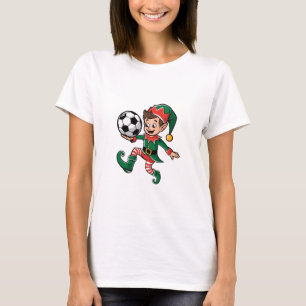 Christmas Elf Playing Soccer T-Shirt