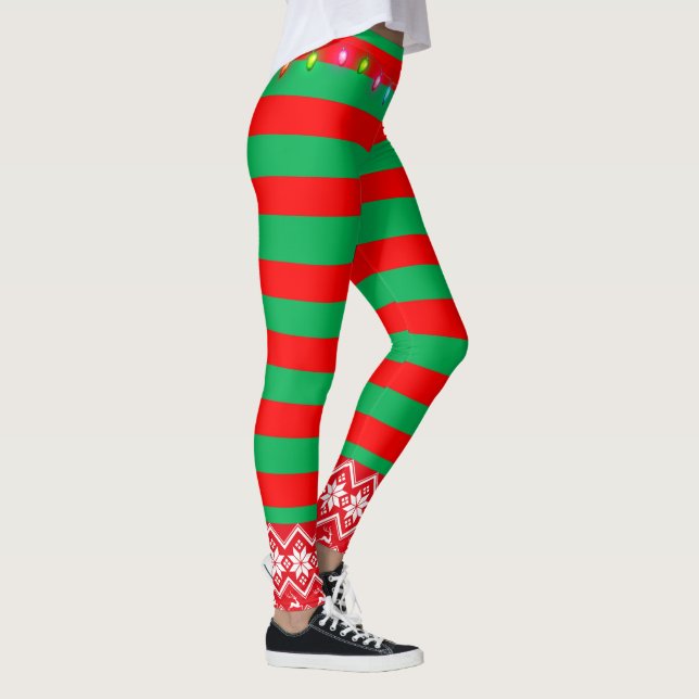 Christmas Elf Red And Green Leggings (Right)