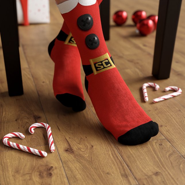 Christmas Elf Red Naughty and Nice Holiday Socks (Have your feet been naughty and nice this year? Treat them to this pair of festive elf socks.)