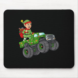 Christmas Elf Riding Monster Truck Boys Kids Famil Mouse Pad