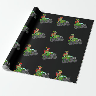 Christmas Elf Riding Monster Truck Holiday Boys Ki Wrapping Paper