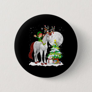 Christmas Elf Riding Reindeer Horse Snowman Xmas T 2 Inch Round Button
