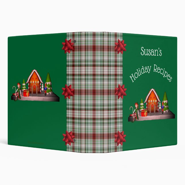 Christmas Elf Scene Holiday Personalized Recipe   Binder (Background)