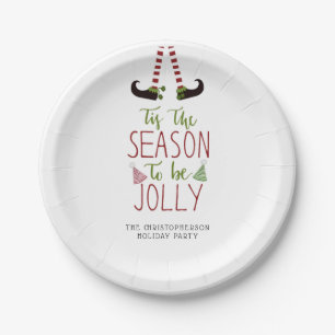 Christmas Elf SEASON TO BE JOLLY Personalized Paper Plate