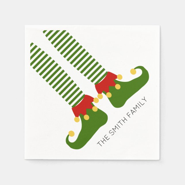 Christmas Elf Shelf NAME Funny Holiday Festive Napkin (Front)