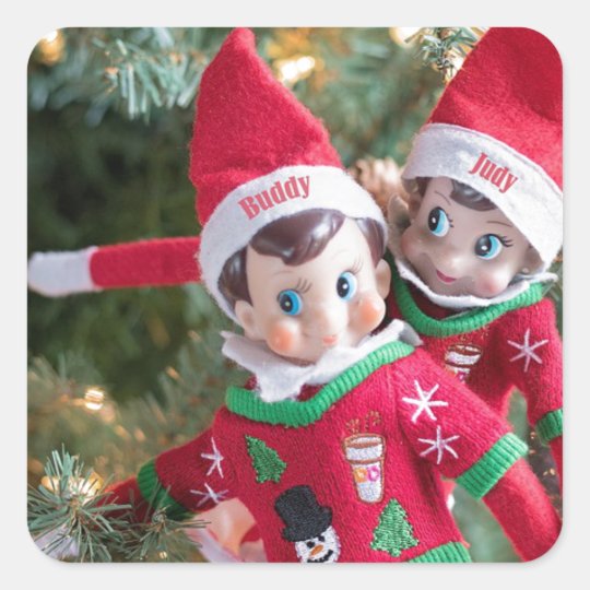 Christmas Elf Square Sticker