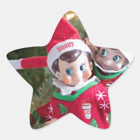 Christmas Elf Star Sticker