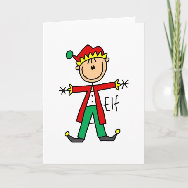 Christmas Elf Stick Figure Card (Front)