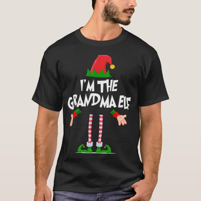 Christmas Elf Tshirt I'M The Grandma Elf Matching  (Front)