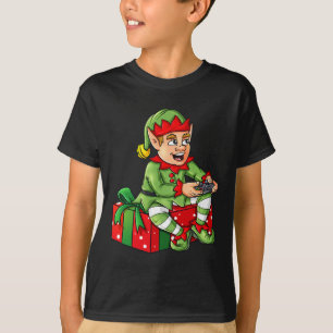 Christmas Elf Video Gamer Controller Boys Kids Xma T-Shirt