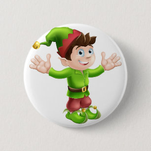 Christmas elf waving 2 inch round button