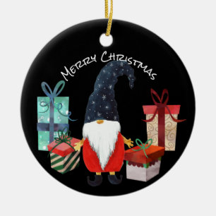 Christmas Elf with Blue Hat and Packages Ornament