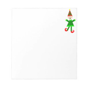 Christmas Elf with Green and Red Striped Star Hat Notepad