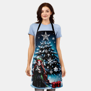 Christmas Elf with Kitten.  Apron