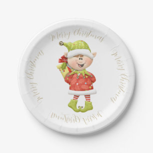 Christmas Elf with Present Paper Plate