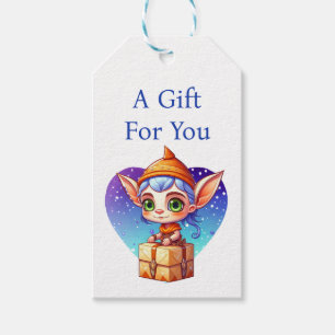 Christmas Elf with Snowy Background Gift Tags