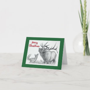 Christmas Elk and Fox Card