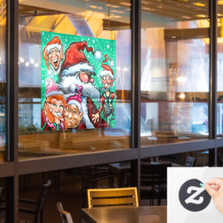 Christmas Elves and Santa Window Cling