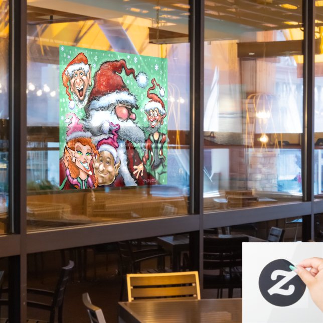 Christmas Elves and Santa Window Cling (Restaurant Window)