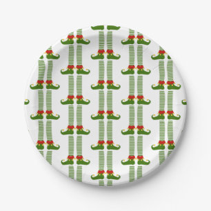 Christmas Elves Holiday Pattern Festive Fun Paper Plate
