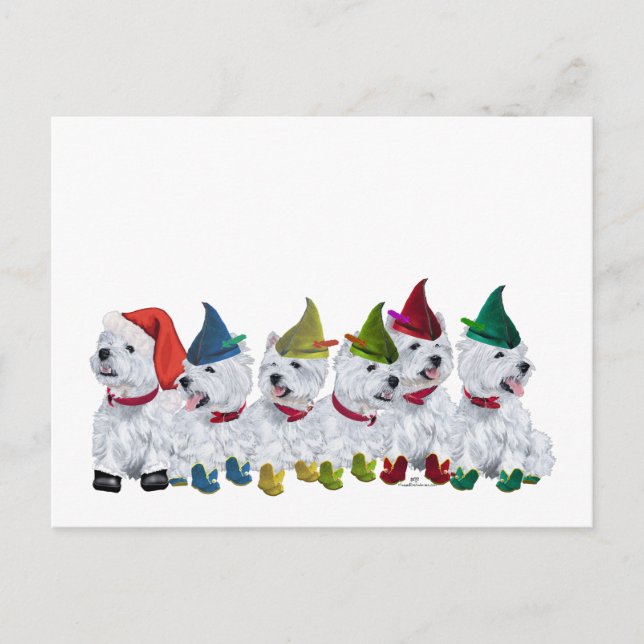 Christmas Elves Holiday Postcard (Front)