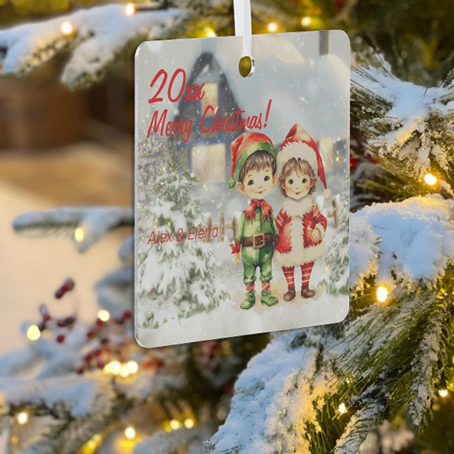  Christmas elves house Metal Square Ornament (Creator Uploaded)