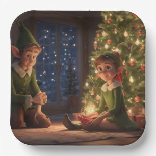 Christmas Elves Paper Plate